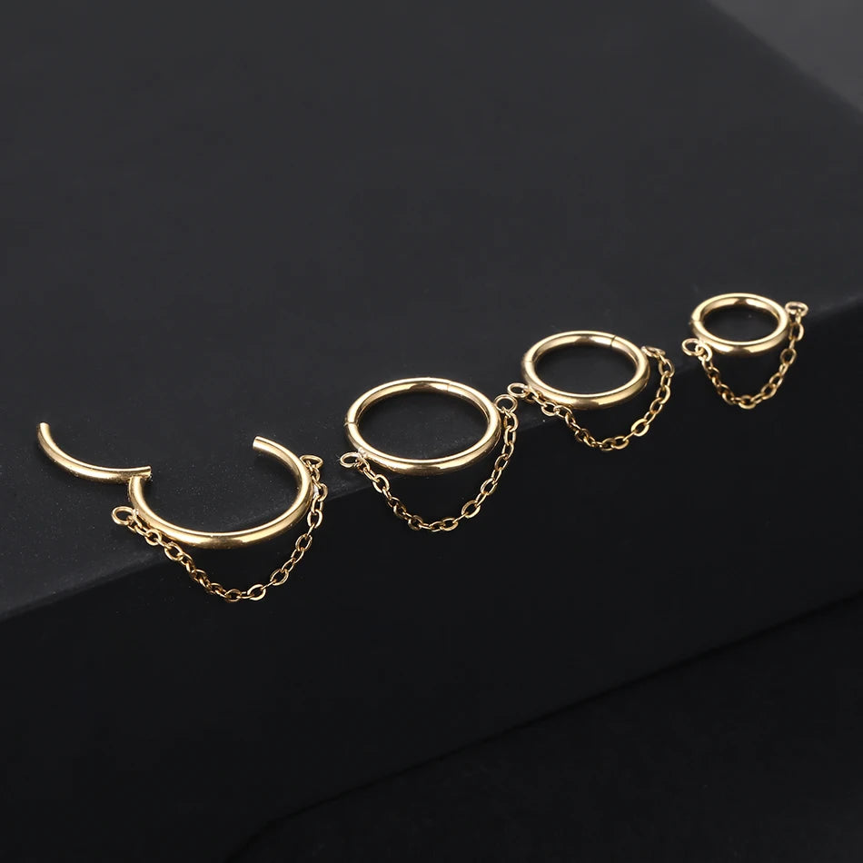 Hinged Nose Ring with Chain