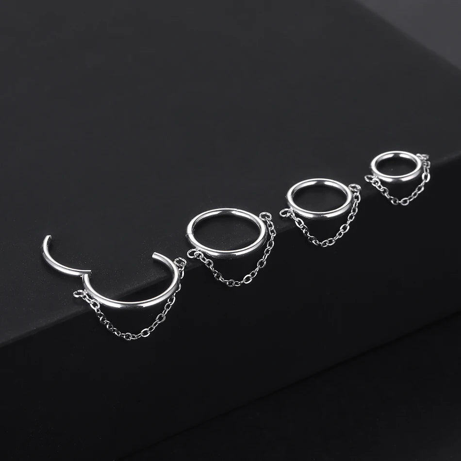 Hinged Nose Ring with Chain