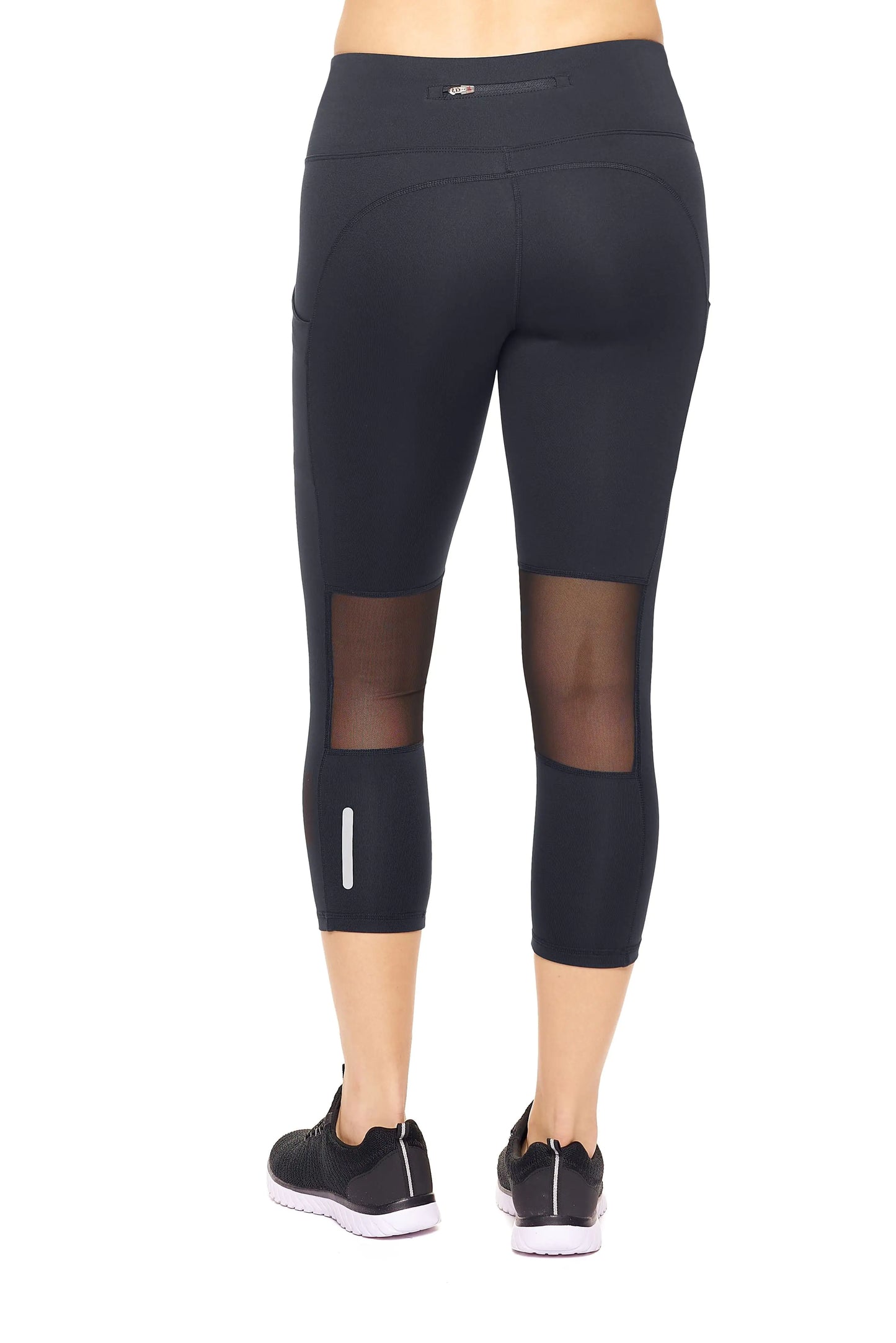 Women's Mid-Rise Pocketed Mesh Capri Leggings