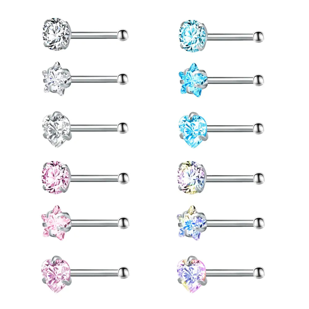 Crystal Nose Studs Set