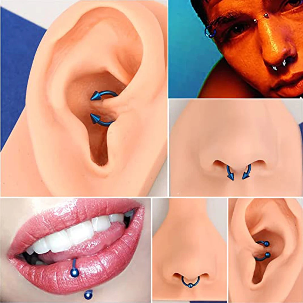 16G Blue Hoops (6 PCS Set)