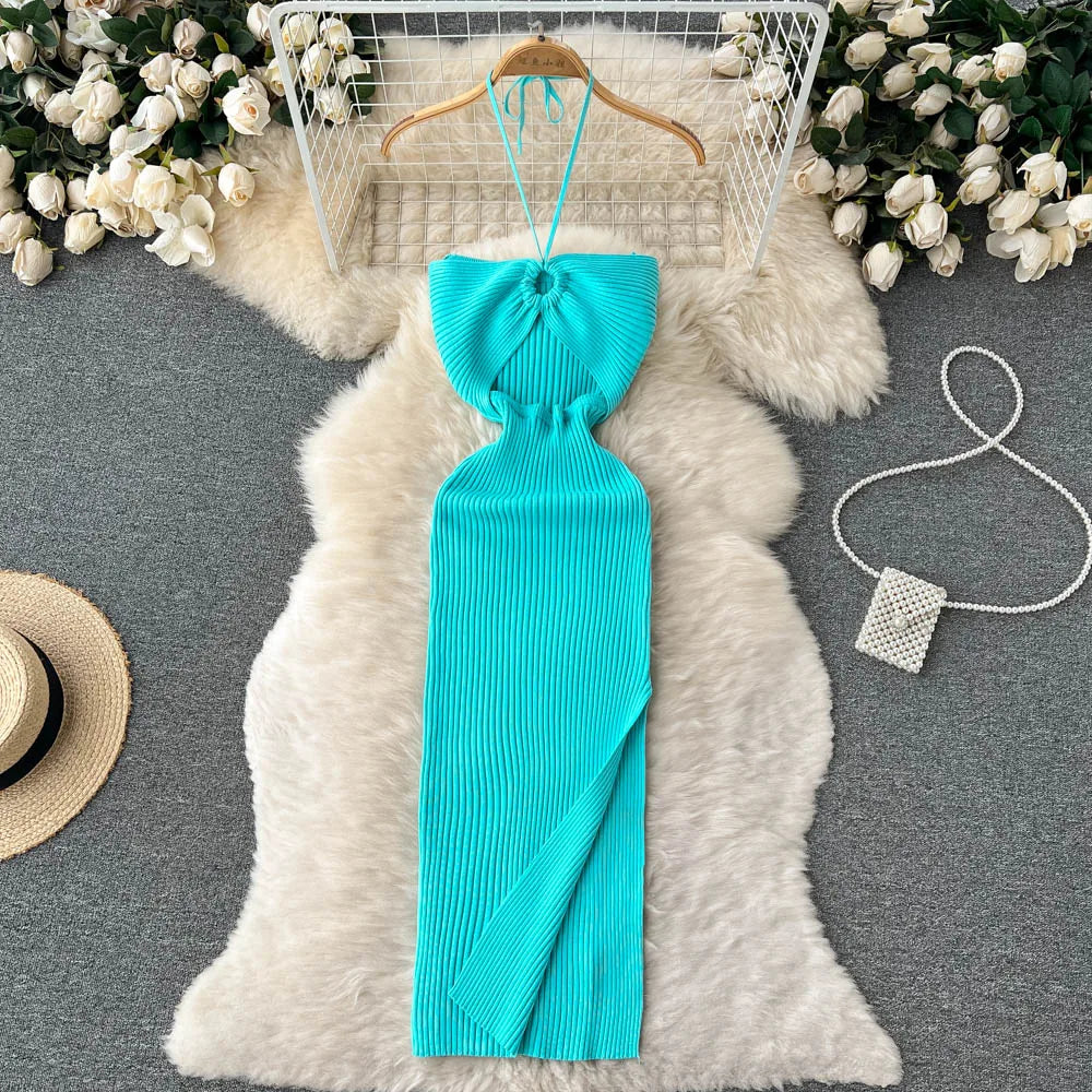 Split Strapless Knitted Dress