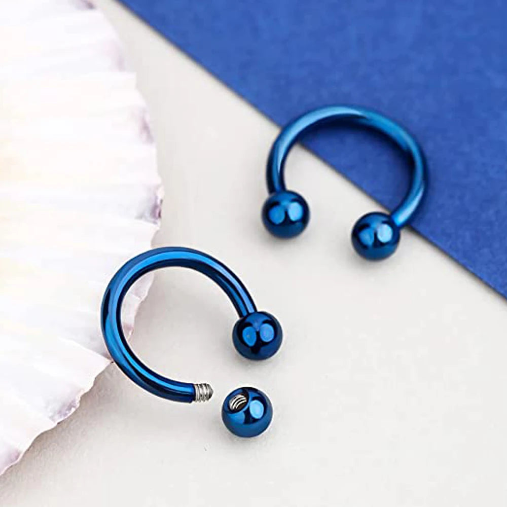 16G Blue Hoops (6 PCS Set)