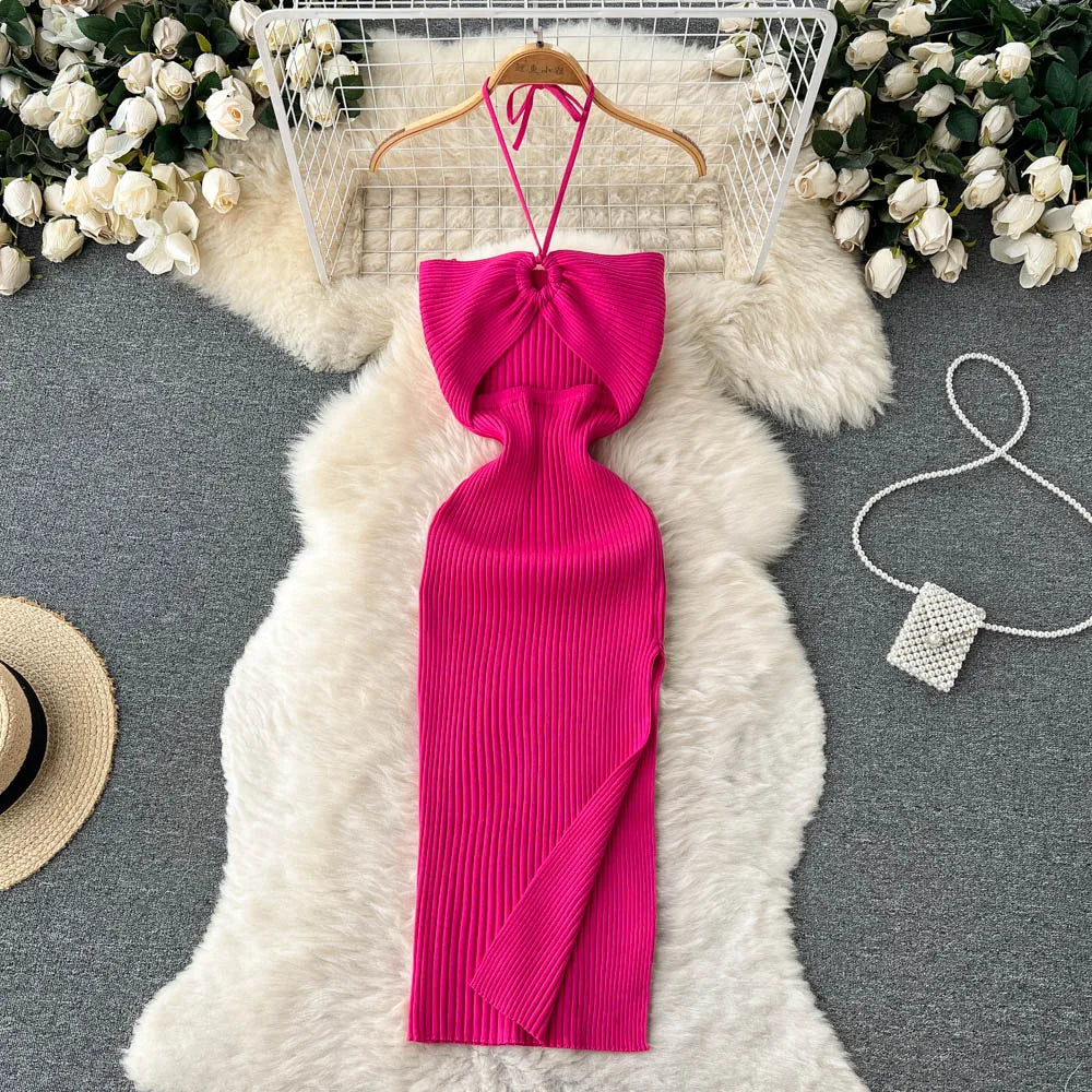 Split Strapless Knitted Dress