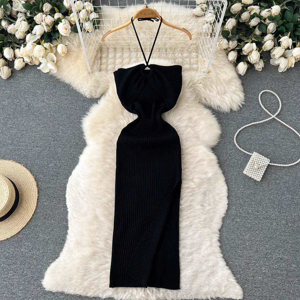 Split Strapless Knitted Dress