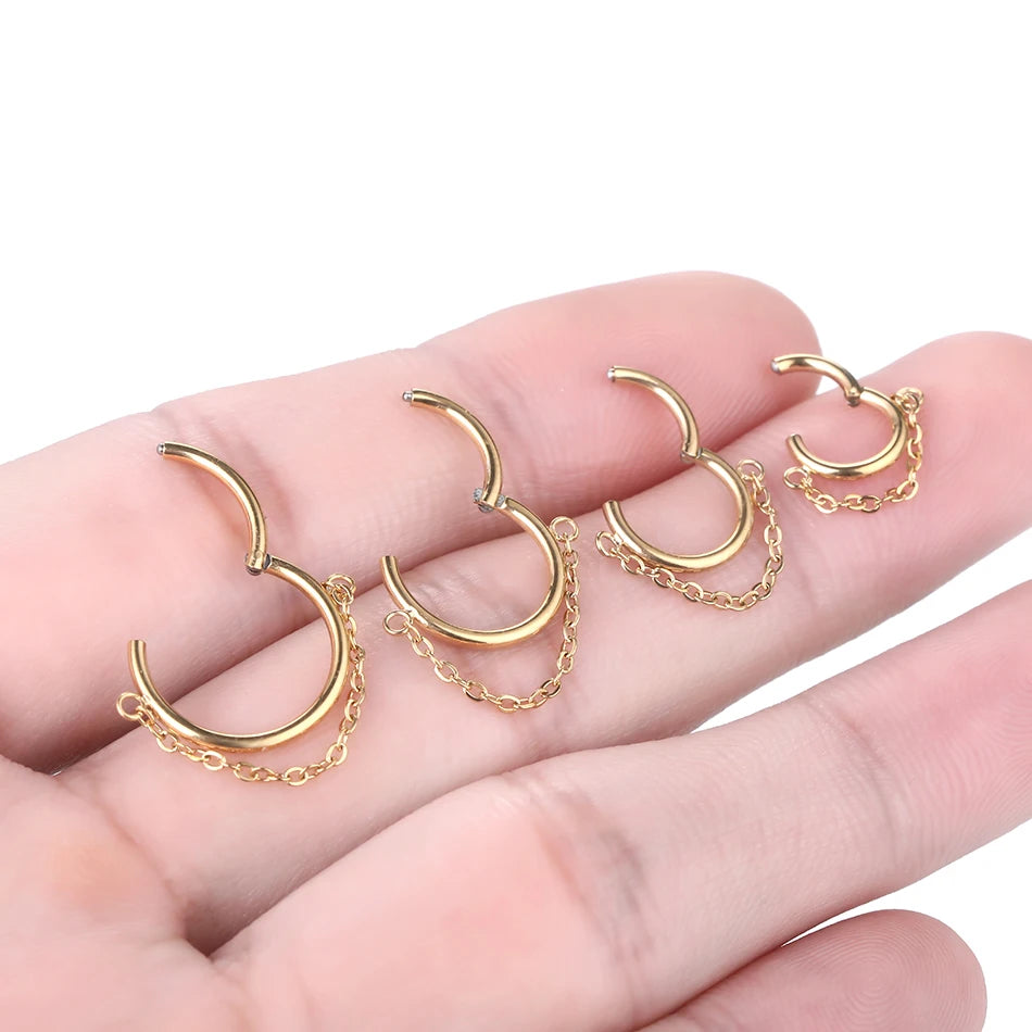 Hinged Nose Ring with Chain