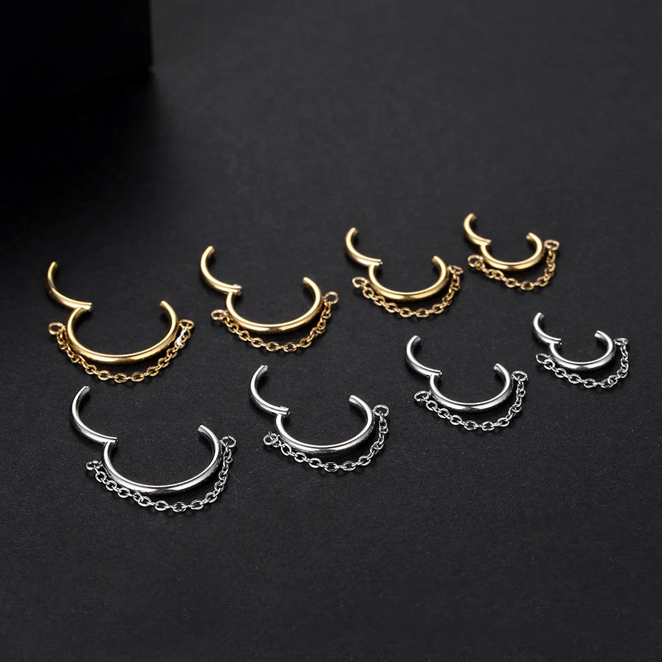 Hinged Nose Ring with Chain