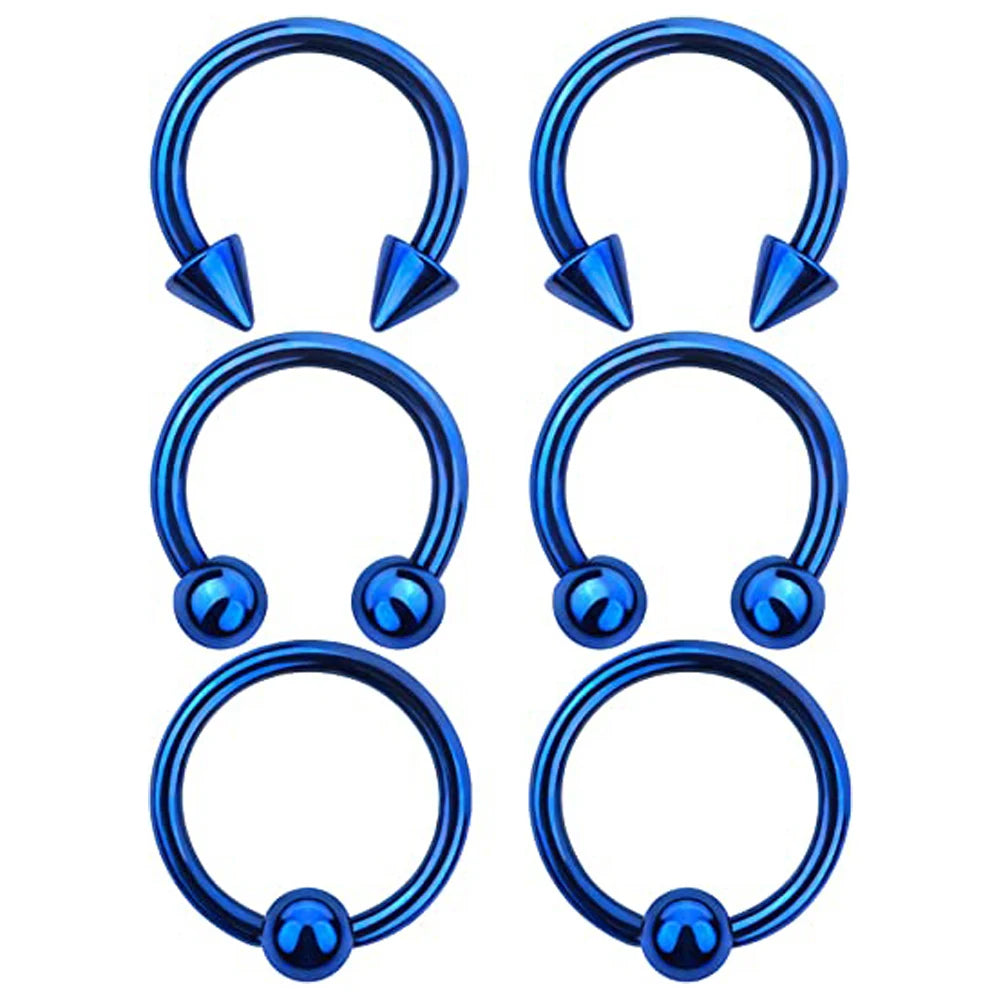 16G Blue Hoops (6 PCS Set)