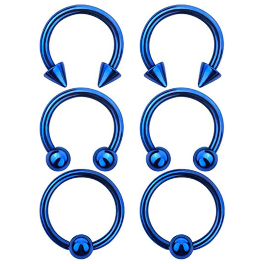 16G Blue Hoops (6 PCS Set)