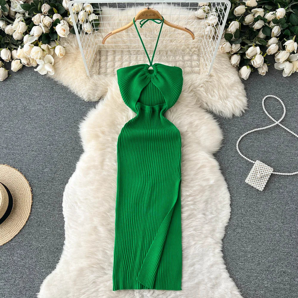 Split Strapless Knitted Dress