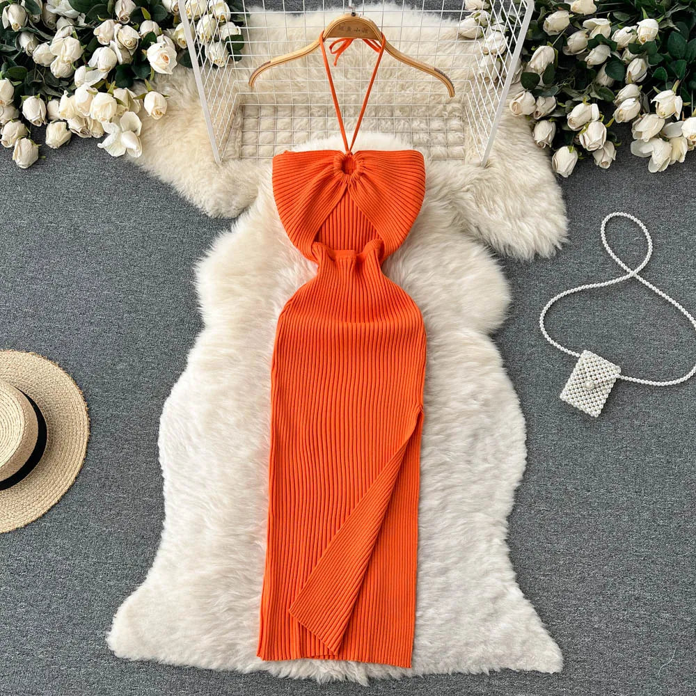 Split Strapless Knitted Dress