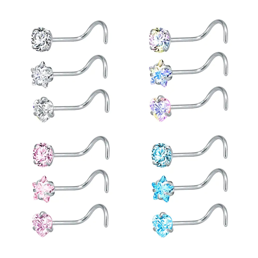 Crystal Nose Studs Set